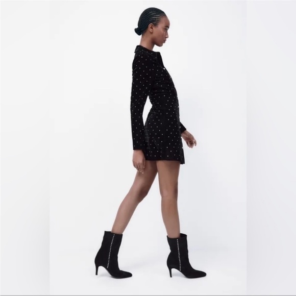 Zara Verona Mini Velvet Dress Size Medium - Picture 13 of 14